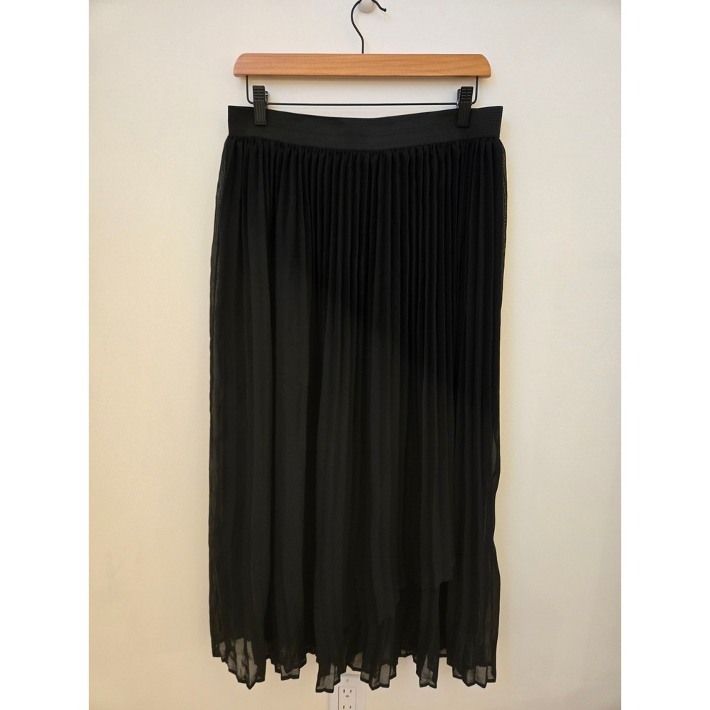Joie Black‎ Pleated Chiffon Midi Skirt Size Large